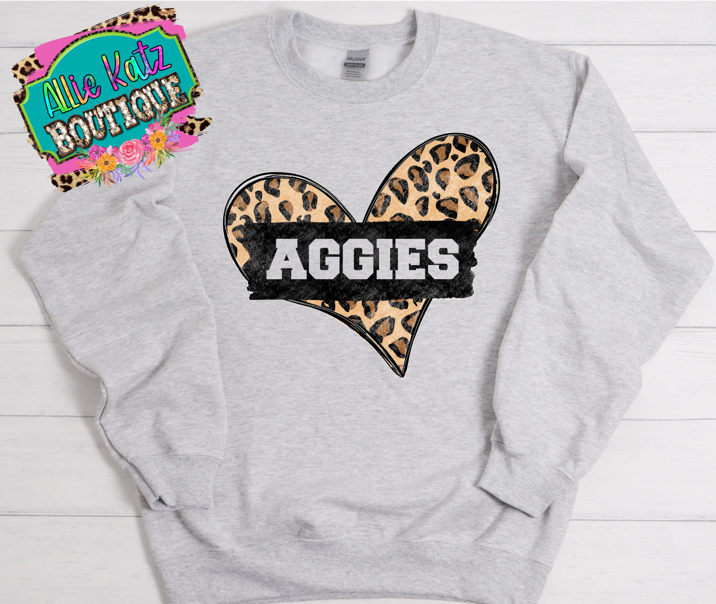 Aggies leopard heart design