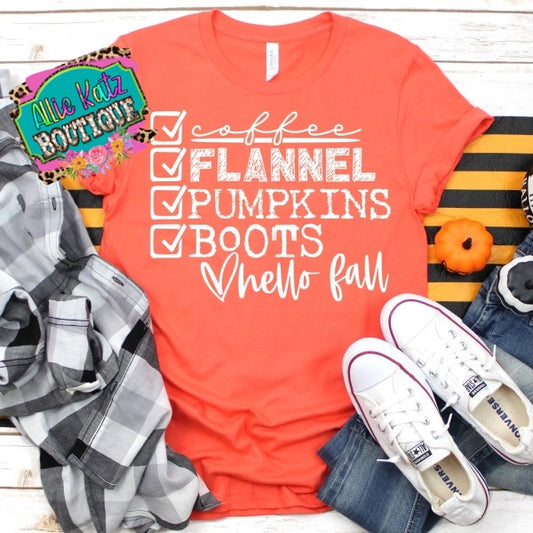 Coffee Flannel Pumpkins Boots T-Shirt