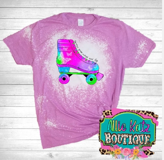 Spread your wings roller skate bleached tee