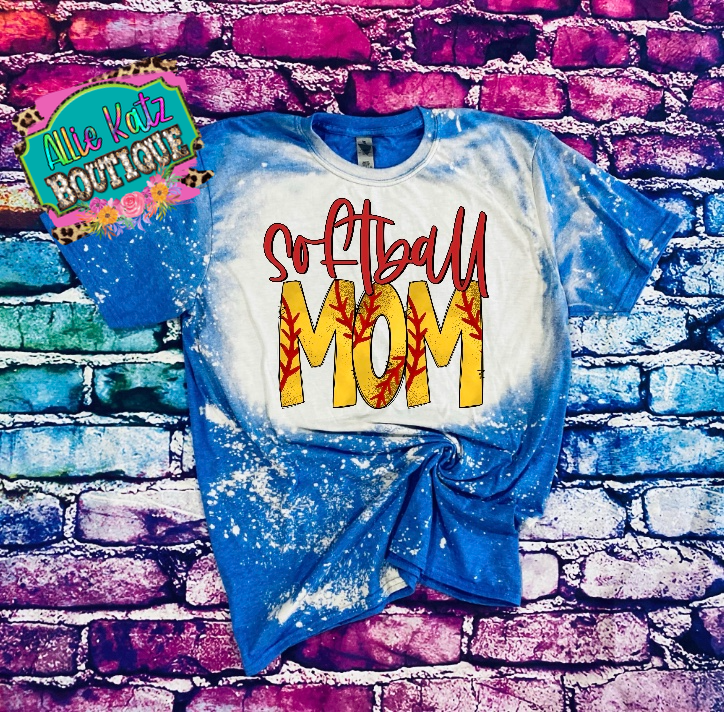 Softball Mom Bleached T-Shirt