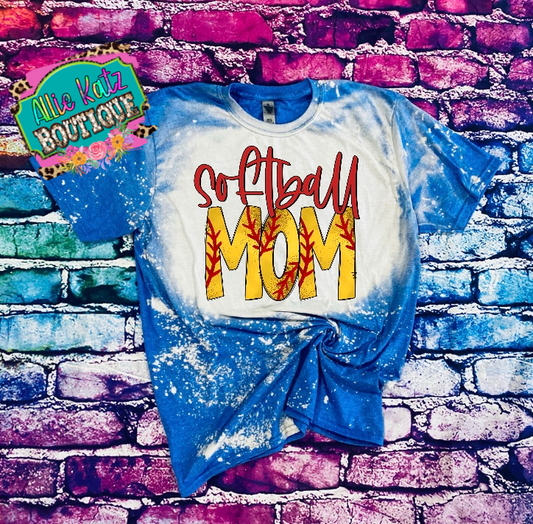 Softball Mom Bleached T-Shirt