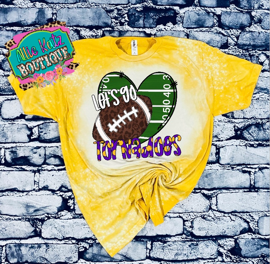 Let’s Go Tornadoes football heart Bleached tee