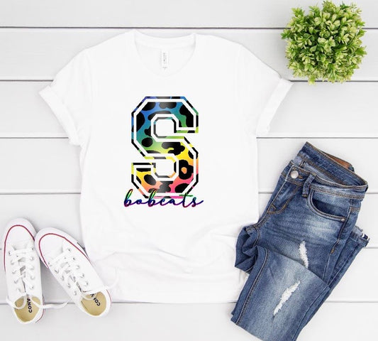 Rainbow Leopard Bobcats Tee