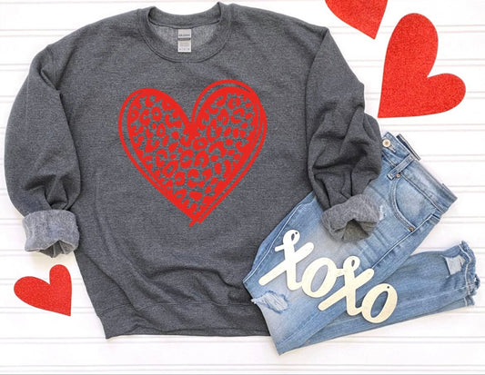 Red Leopard Heart Valentine shirt