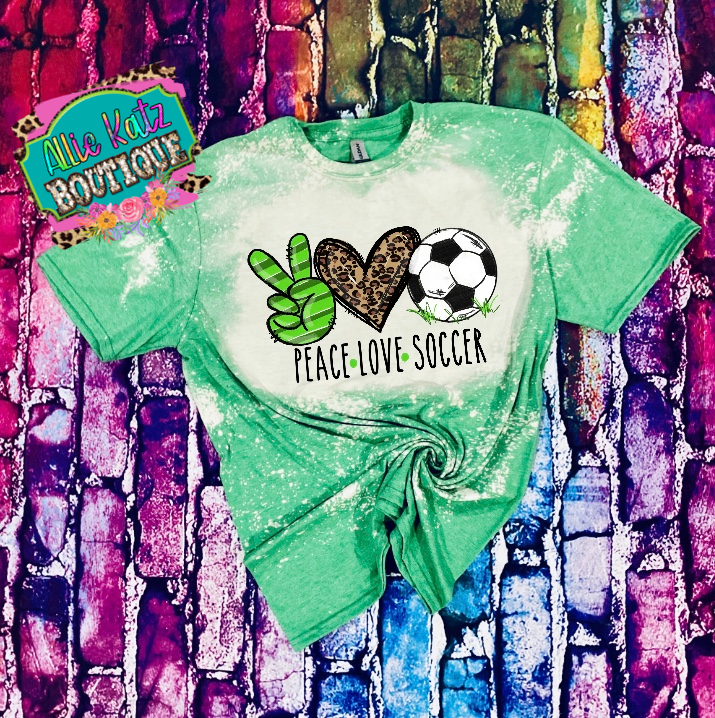Peace Love Soccer Bleached T-Shirt