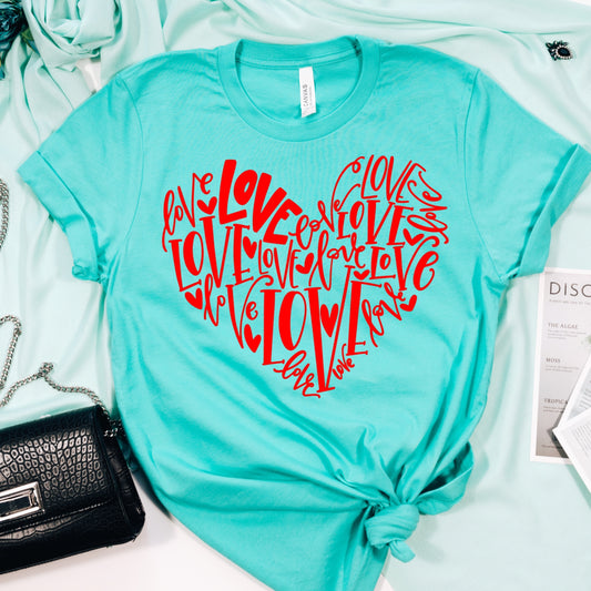 Red Love Typography Heart Valentine shirt