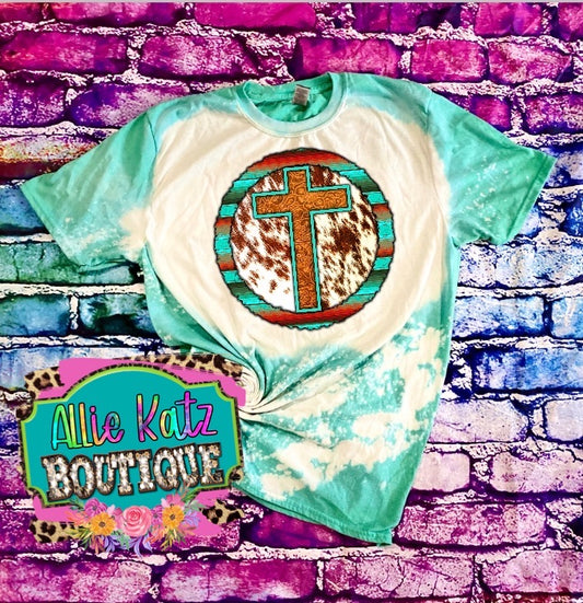 Cowhide Cross bleached tee
