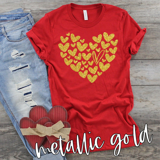Metallic gold heart of hearts Valentine shirt