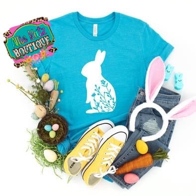 Floral white bunny tee