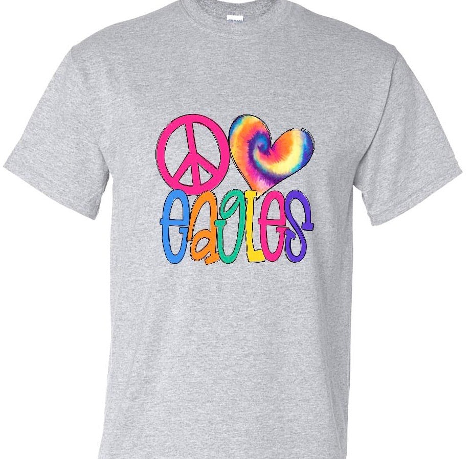 Rainbow Peace Love Eagles Tee