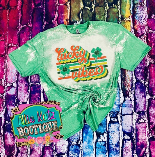 Lucky Vibes bleached tee